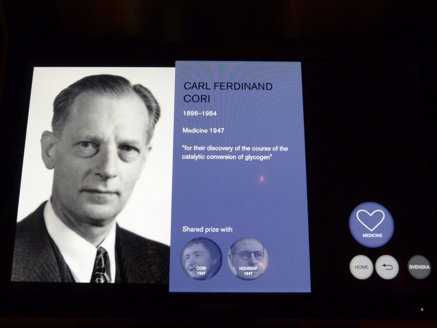 Carl Ferdinand Cori's memorial, Nobel Museum, Stockholm by Estefania Etcheves.JPG